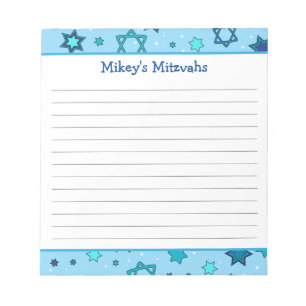 Bloco De Notas Mitzvah Notepad - Estrela Azul Claro de David