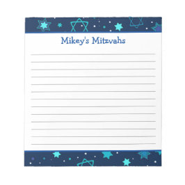 Bloco De Notas Mitzvah Notepad - Estrela Azul Escura de David