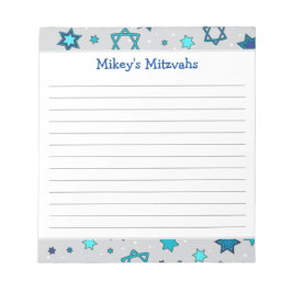 Bloco De Notas Mitzvah Notepad - Estrela Cinza de David