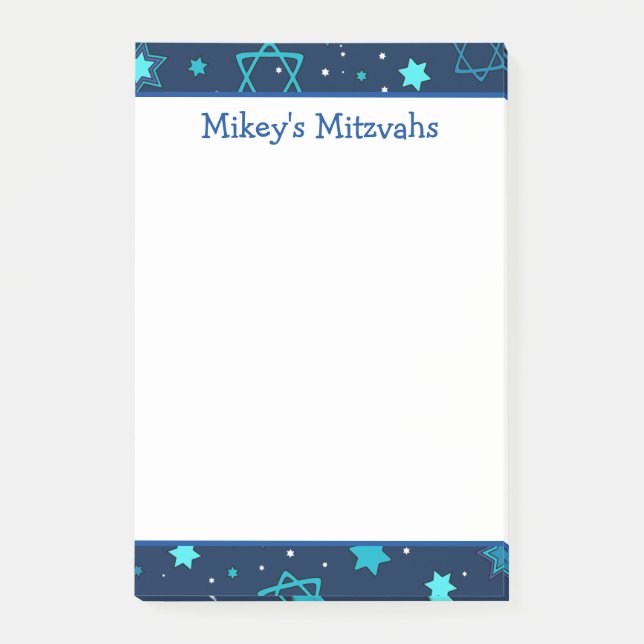 Bloco De Notas Mitzvah Notes - Estrela Azul de David (Frente)