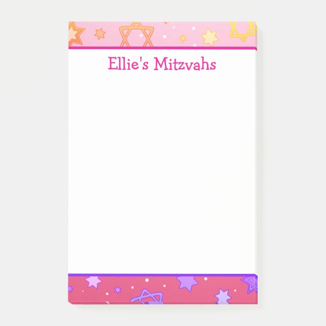 Bloco De Notas Mitzvah Notes - Estrela Rosa de David (Frente)