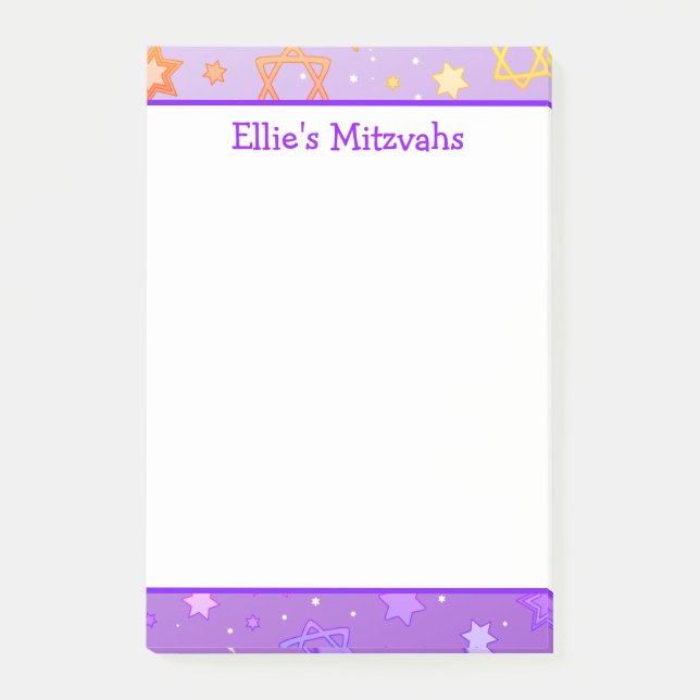 Bloco De Notas Mitzvah Notes - Estrela Roxa de David (Frente)