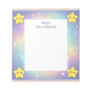 Bloco De Notas Mitzvah Personalizada Notas do Rainbow Stars Notep
