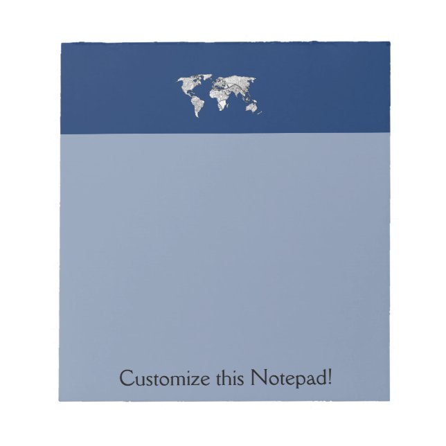Bloco De Notas Modelo de Arte do Mapa Mundial Único (Frente)