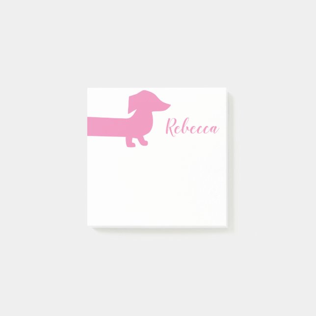 Bloco De Notas Modelo de Dachshund Pink (Frente)