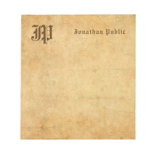 Bloco De Notas Modelo de Elegância de Texto Elegante para Monogra (Frente)