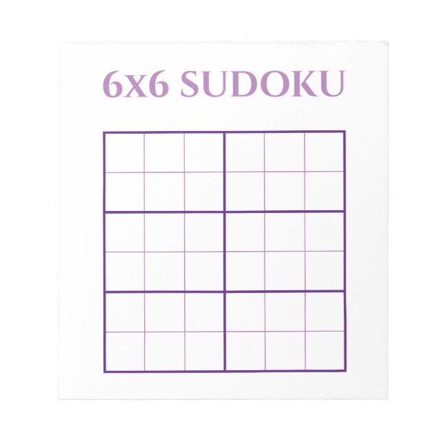 Bloco De Notas Modelo de Grelha Sudoku Branco Simples 6 por 6 (Frente)