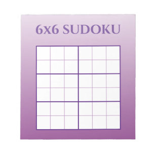 Bloco De Notas Modelo de Grelha Sudoku Roxo 6x6