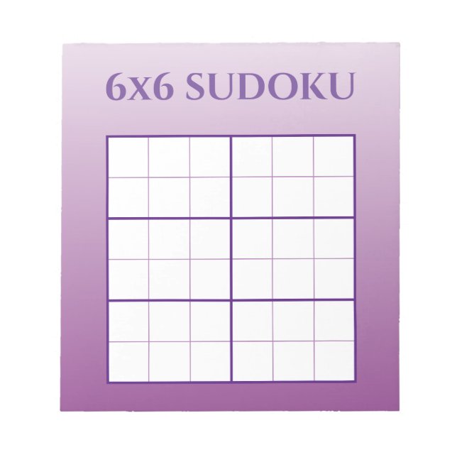 Bloco De Notas Modelo de Grelha Sudoku Roxo 6x6 (Frente)