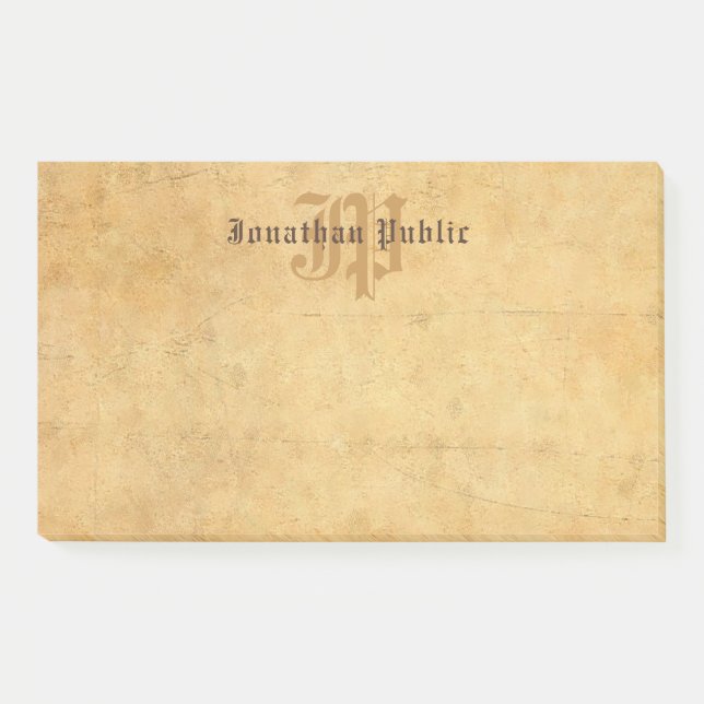 Bloco De Notas Modelo de Monograma de Vintage Elegante manuscrito (Frente)