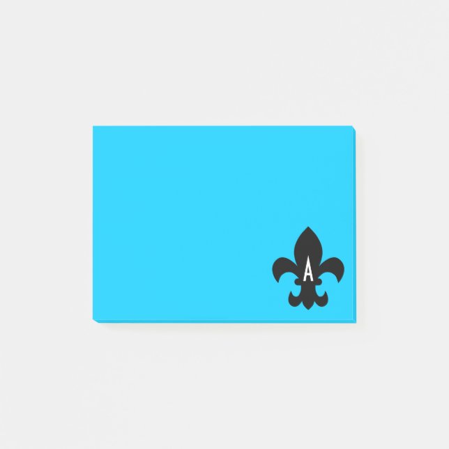 Bloco De Notas Modelo de Monograma Fleur de Lis (Frente)