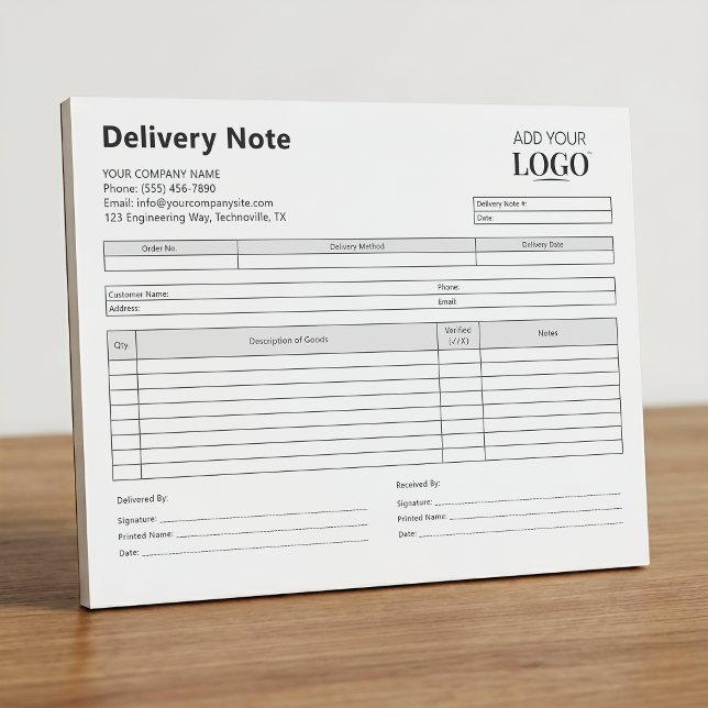 Bloco De Notas Modelo de Nota de Entrega | Formulário com Logotip (Criador carregado)