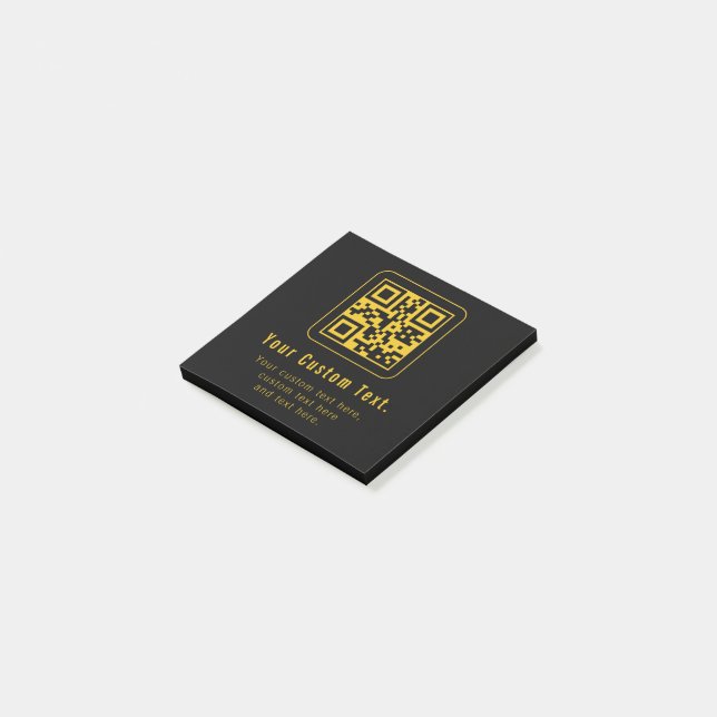 Bloco De Notas Modelo de QR Code e Texto Editável | Preto e Doura (Inclinado)