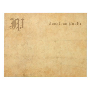 Bloco De Notas Modelo de Vintage Elegante de Texto Manuscrito Mon
