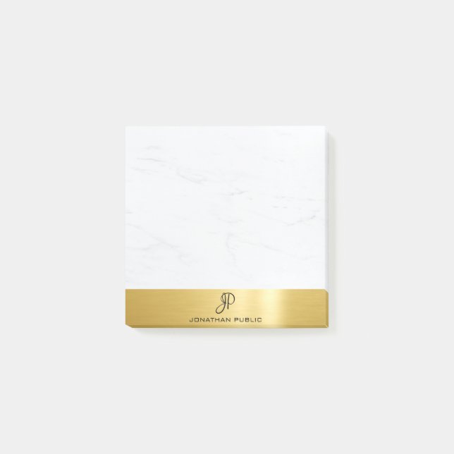 Bloco De Notas Modelo Mínimo Dourado Marble Elegante Moderno (Frente)