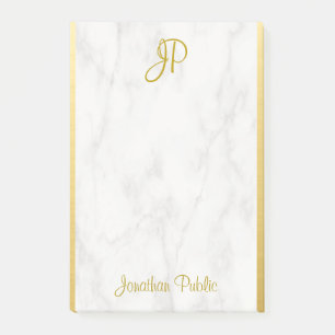 Bloco De Notas Modelo Personalizado Dourado de Mármore Branco