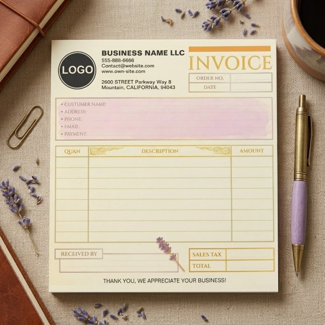 Bloco De Notas (Modelo Personalizado) Formulário de Venda de Fatu (personalized company sales form template, branded yellow company receipt small business invoices)