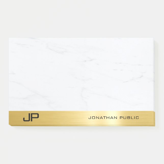 Bloco De Notas Modelo Simples Moderno, Elegante Dourado E Marble (Frente)