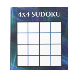 Bloco De Notas Modelo Sudoku Azul abstrato 4x4