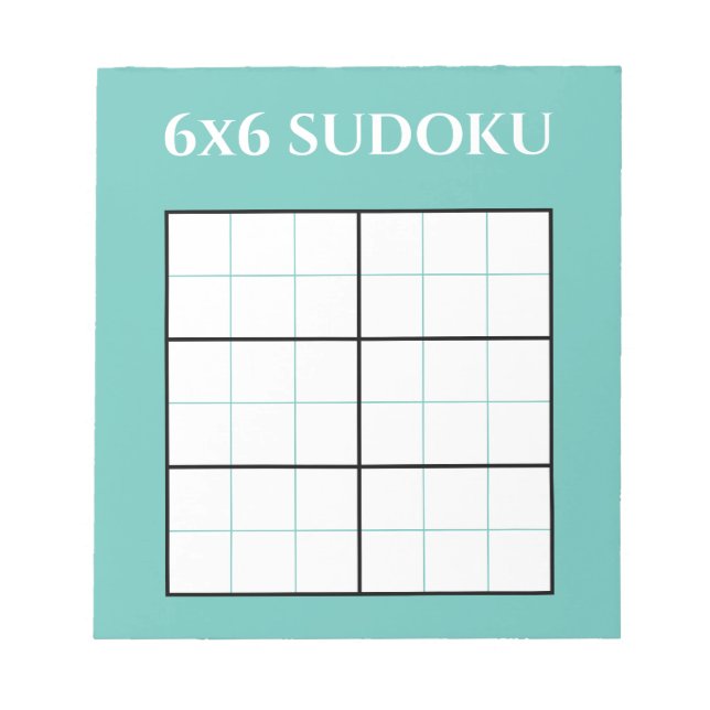 Bloco De Notas Modelo Sudoku Grid Simples Teal 6x6 (Frente)