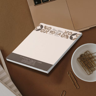 Bloco De Notas Modern Beige Brown Geométrico Pattern Yoga Studio