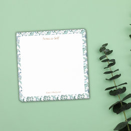 Bloco De Notas Modern Blue and Green Botanical Border Sticky