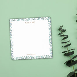 Bloco De Notas Modern Blue and Green Botanical Border Sticky