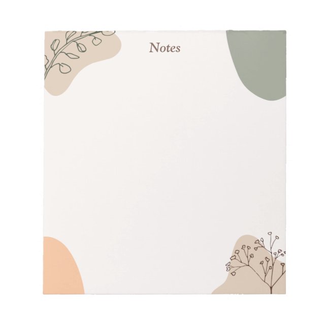 Bloco De Notas Modern Boho Abstract Botanical Line Art Pastel  (Frente)