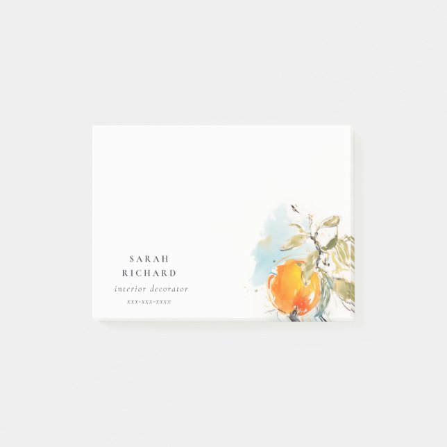 Bloco De Notas Modern Boho Abstrato Sketchy Orange Garden (Frente)