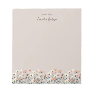 Bloco De Notas Modern Boho Chic Wildflower Taupe