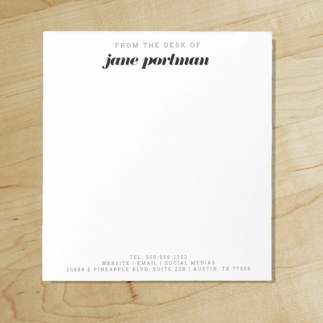 Bloco De Notas Modern Bold | Elegante | Da secretária de ("Everyday is abundantly beautiful." 
Sincerely Best Wishes from Lucky Design World)