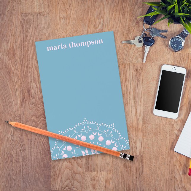 Bloco De Notas Modern Chic Simple Pink Periwinkle Blue Custom (Criador carregado)