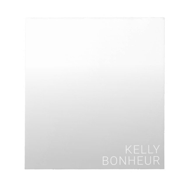 Bloco De Notas Modern Customizable Name | Grey Gradient (Frente)
