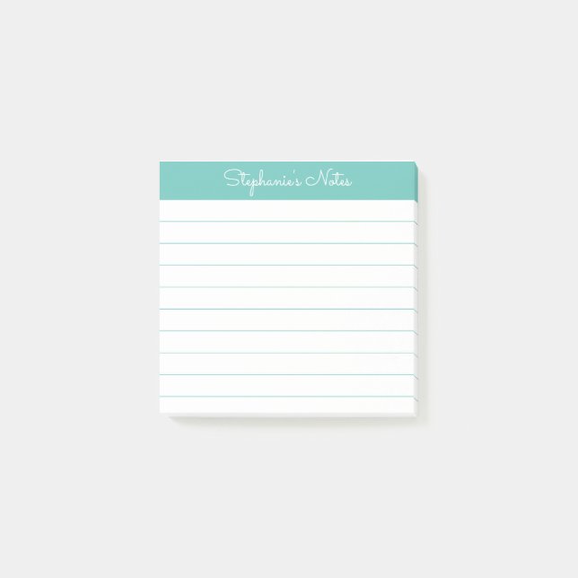 Bloco De Notas Modern Elegant Aqua Personalized Lined (Frente)