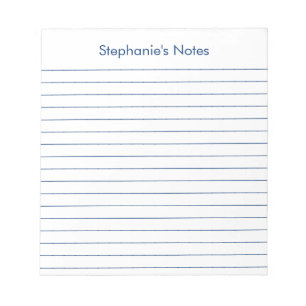 Bloco De Notas Modern Elegant Navy Lined Personalized