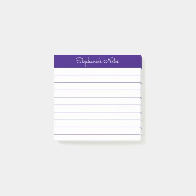 Bloco De Notas Modern Elegant Royal Purple Personalized Lined (Frente)