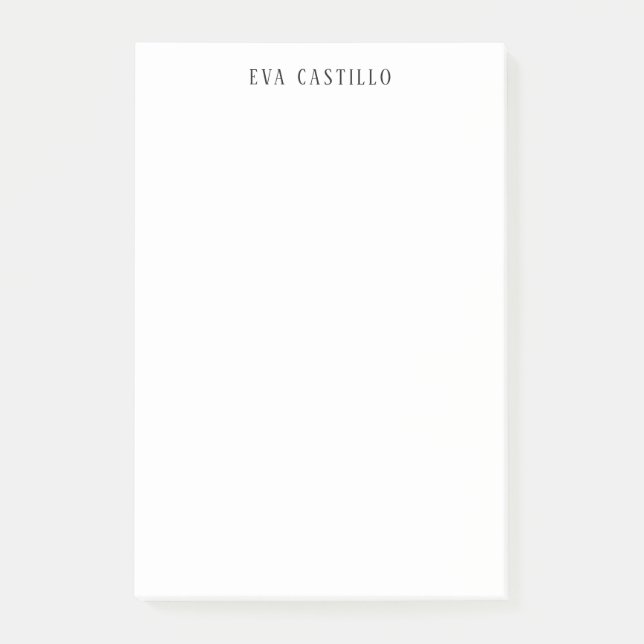 Bloco De Notas Modern Elegant Simple White Professional Own Name (Frente)