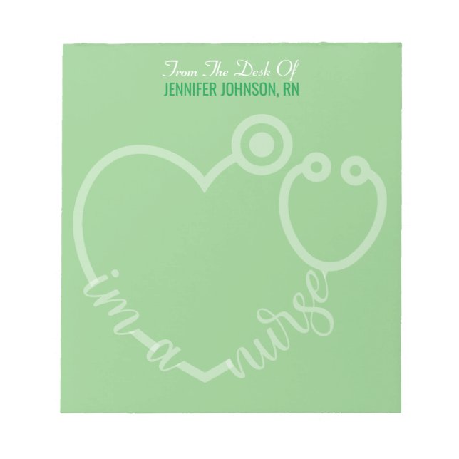 Bloco De Notas Modern From The Desk Of Nurse Stethoscope Name  (Frente)