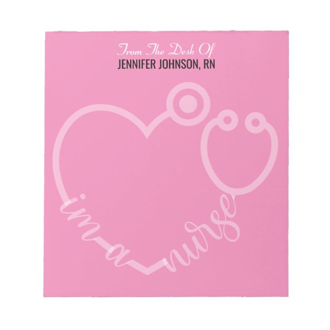 Bloco De Notas Modern From The Desk Of Nurse Stethoscope Name (Frente)