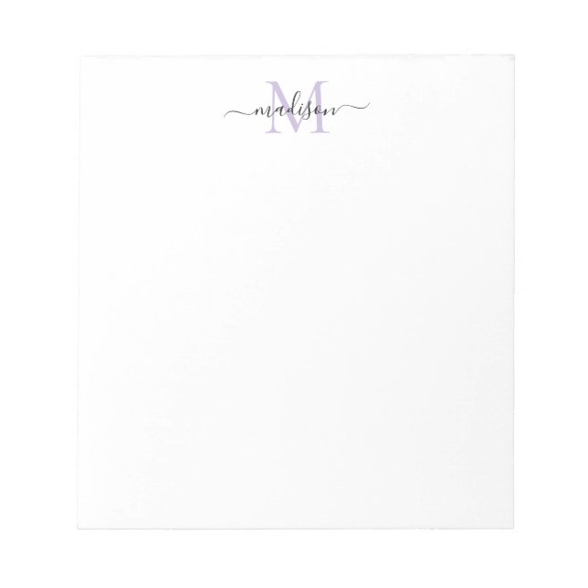 Bloco De Notas Modern Girly Chic Script Monograma Puro Preto (Frente)