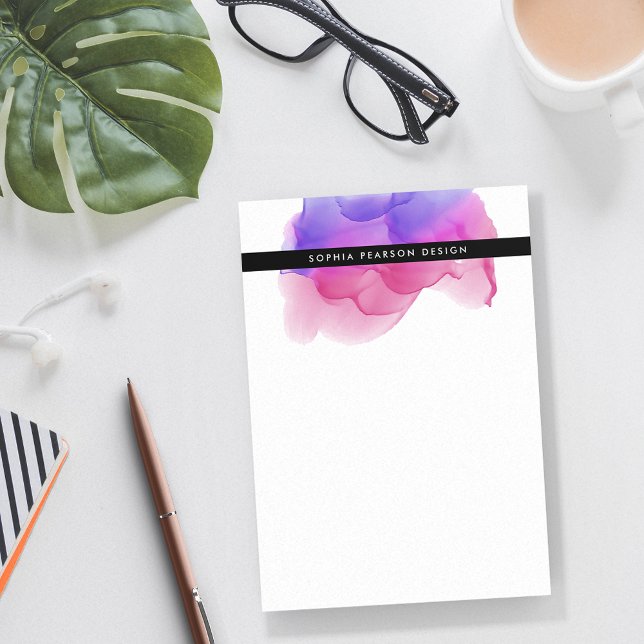 Bloco De Notas Modern Magenta Watercolor Personalizada (Criador carregado)
