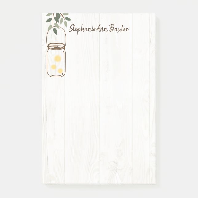 Bloco De Notas Modern Mason Jar & Fireflies (Frente)