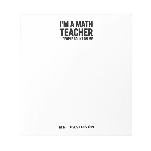 Bloco De Notas Modern Math Teacher Funny Saying (Frente)
