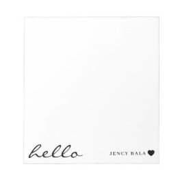 Bloco De Notas Modern Minimal Heart Clean White Design