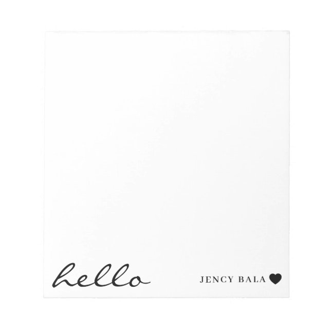 Bloco De Notas Modern Minimal Heart Clean White Design (Frente)