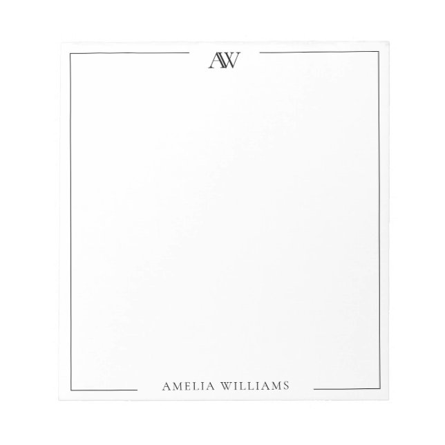 Bloco De Notas Modern Minimalist Elegant Monogram (Frente)