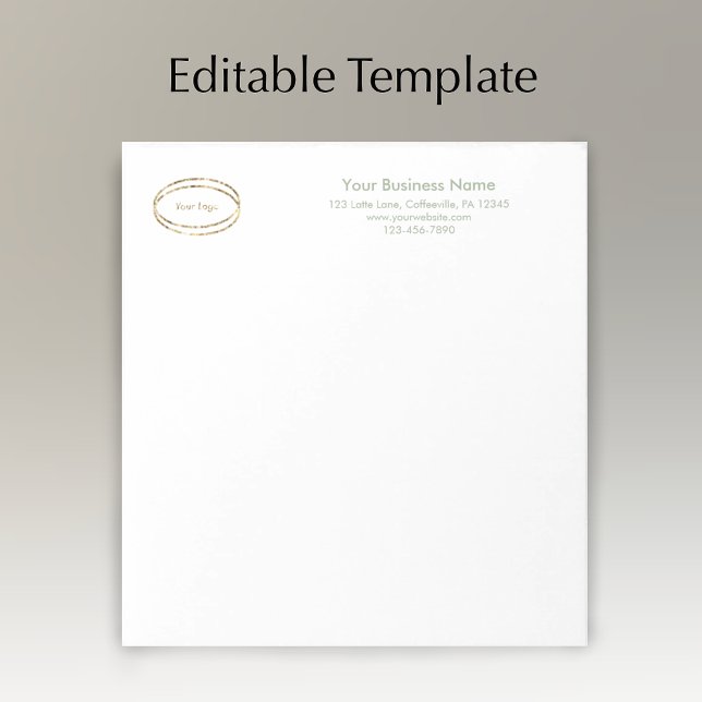 Bloco De Notas Modern Minimalist Sage Green Custom Business Logo (Custom modern sage green script business letterhead tablet. Add logo and name and address.
)