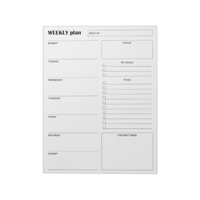 Bloco De Notas Modern Minimalist Vertical Weekly Planner & Goals (Invertido)