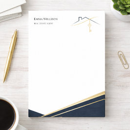 Bloco De Notas Modern Navy Gold Luxury Realtor estate Agent