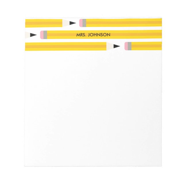 Bloco De Notas Modern Pencil Teacher Personalized (Frente)
